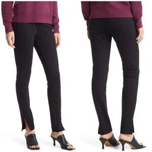 New Nordstrom Everyday Ponte Leggings Black Slit Hem Pull On Sz XS